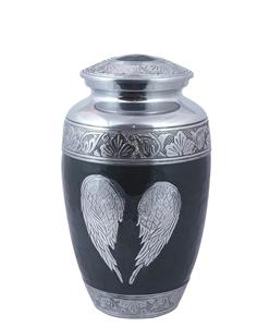 Urne funéraire gravée en argent pour cendres humaines Urne funéraire adulte fabriquée à la main-Grande urne funéraire pour cendres humaines Coeur d'aile d'ange - Product Image 3