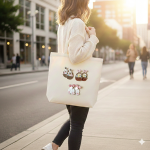 Collection de sacs fourre-tout écologiques, sacs fourre-tout en toile brodés avec des lapins et des tulipes fantaisistes, sacs fourre-tout pour la plage, les vacances, les cadeaux, avec fermeture éclair - Product Image 3