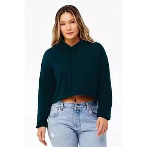 Women Crop Hoodie Womens Dropped Shoulder Sweat Suit Crewneck Sweatshirt Cropped <b>Hoodies</b> for Women - Product Image 3