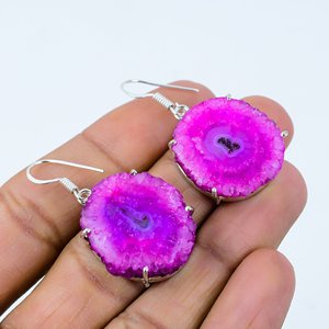 Wholesale Pink Solar Quartz Handmade Dangle <b>Earrings</b> Drop <b>Earrings</b> for Gifts - Product Image 1