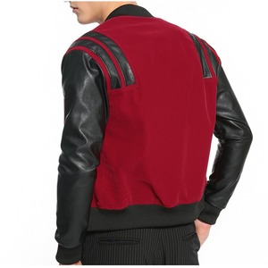 Chaqueta Universitaria de Lona para Hombre de Alta Calidad OEM con Mangas de Cuero y Bordado Chenille, Personalizable con Letras, Tallas Grandes - Product Image 3