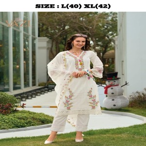 ผ้าฝ้ายคุณภาพดีพร้อมกางเกง Kurti และ Dupatta ผู้หญิงแฟชั่นผู้ผลิตจากอินเดีย - Product Image 1