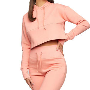 Top corto con logotipo personalizado, sudaderas con capucha, ropa de mujer, jersey de mujer de gran tamaño de lana de algodón 100%, sudaderas con capucha recortadas - Product Image 2