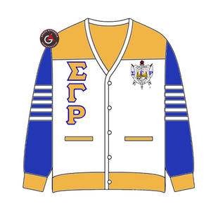 Sigma Gamma Rho Soror Embroidery Women Acrylic Cardigans | SGRho Sorority Embroidered Ladies Custom Style Cardigan <b>Sweater</b> - Product Image 1