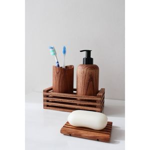 Bomba dispensadora de jabón de madera única para decoración de baño con un aspecto natural elegante y materiales de alta calidad - Product Image 6