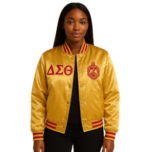 Chaqueta de Satén Delta Sigma Theta, Chaqueta Universitaria Griega de la Hermandad DST, Chaqueta Personalizada para Hombres y Mujeres - Product Image 1