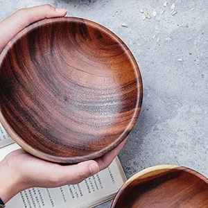 High Quality Customized Carved <b>Salad</b> <b>Bowls</b> Handcrafted Natural <b>Wood</b> Serving <b>Bowl</b> Set Highly Polished Home Restaurant Use India - Product Image 2