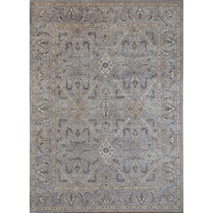 พรมขนสัตว์ถักมือ Erbe สีเทา-ดำ ลายเหรียญ เทคนิคการทอแบบแบน ขนาด 9x12 ฟุต รูปทรงสี่เหลี่ยมผืนผ้า สำหรับห้องโถง พรมปูพื้นบ้าน รุ่น PKWL-5159 - Product Image 1