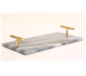 Décoration de l'hôtel Plateau de service en marbre naturel Poignées en or de luxe Plateau en marbre de forme rectangulaire de qualité supérieure. - Product Image 5