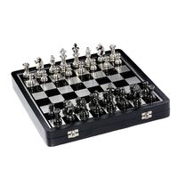 Ensemble d'échecs moderne de luxe, coffret cadeau avec échiquier en bois écologique fait à la main, pièces d'échecs en métal, emballage personnalisable