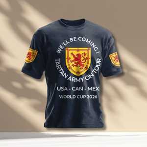 Maglietta Promozionale per Tifosi della Scozia per la Coppa del Mondo 2026, Stile Stemma Leone, per Viaggi in USA, Canada, Messico - Product Image 1