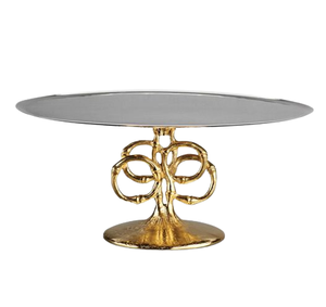 Recién llegado, soporte de pastel inferior de madera de acacia con parte superior de mármol blanco para fiesta de boda, soporte de pastel redondo de mesa redonda - Product Image 3