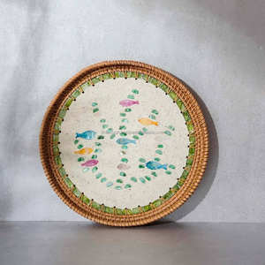 Plateaux de service ronds en nacre naturelle et écologique de haute qualité, mosaïque incrustée - Product Image 4