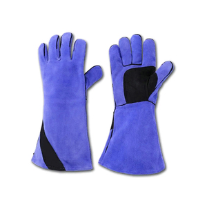Guantes de soldadura de cuero de grano de vaca de Palma con parche de puño de seguridad trasero de rayas cortas de alta calidad para guantes de cuero para hombres - Product Image 3