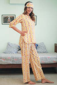 Elegante traje de noche estampado Floral a mano para mujer Alta demanda Verano Otoño Primavera Ropa de dormir de La India Uso diario - Product Image 6