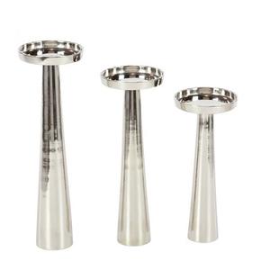 เชิงเทียนโลหะเคลือบเงาสีเงินมันวาวทรงสูงสำหรับวางเทียน - Product Image 6