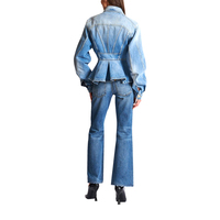 Chaqueta de Mezclilla Cruda de Invierno para Mujer, Manga Larga, Corte Ajustado, Tallas Grandes, Alta Calidad, Transpirable, Ecológica, Servicio OEM Personalizado