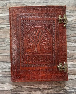 Diario de cuero de árbol negro extra grande hecho a mano, libro de grimorios encuadernado en espiral para escribir, cuaderno de cuero elegante - Product Image 3