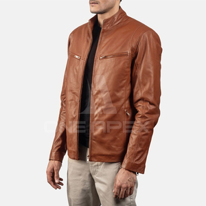 2025 veste d'hiver pour hommes personnalisée de haute qualité 100% en cuir véritable fabriqué en couleur marron vestes en cuir pour hommes - Product Image 2