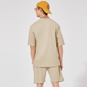 Conjunto de ropa de calle de verano personalizada para hombre, chándal con logotipo de piedra lavada con ácido Vintage de punto de algodón 100% para hombre - Product Image 3