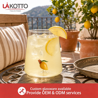 LAKOTTO Verre à eau en borosilicate fait main de 560 ml avec motif citron, conçu pour le service hôtelier, verrerie en gros, logo personnalisé