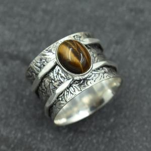 Tendance 925 Sterling Silver Tiger Eye Gemstone Anneau Bijoux À La Main En Argent Boho Style Anneau Bijoux Pour Femmes Cadeau Pour Les Filles - Product Image 4