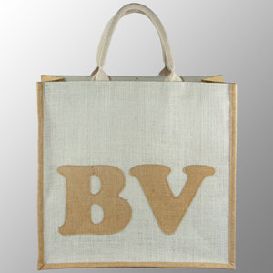 Sac à provisions en jute conçu sur mesure avec appliques et poignées en toile de coton rembourrées avec une corde à l'intérieur des sacs de promotion de cadeaux en jute - Product Image 2
