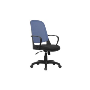 Washington Modern Ergonomic Office Chair <b>Black</b>/Blue Staff Chair Adjustable Headrest Mesh Fabric Plywood Foam PP Aluminium Home - Product Image 1
