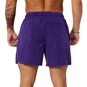 Shorts de sport pour homme personnalisés, lavage à l'acide, style streetwear vintage, motif uni, taille élastique, respirant, shorts d'entraînement, shorts en vente - Product Image 4