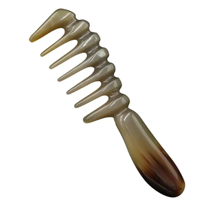 Peigne à cheveux en corne de buffle naturelle, fait à la main, pour salon - Product Image 5