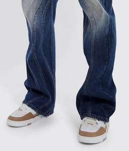 Custom Men's Mid Waist Vintage Denim Pants High Quality Solid Pattern <b>Trousers</b> Drawstring Closure Knitted Weaving Eco-Friendly - Product Image 6