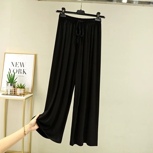 Pantalones de pierna recta de cintura alta para mujer, pantalones holgados informales transpirables, diseño drapeado fresco, cintura elástica, combina con todo, verano - Product Image 3