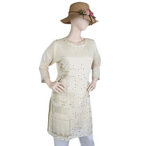 Kurti bordado de lujo para mujer - Color Fawn - Product Image 1