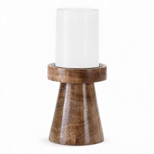 Portavelas Cónico Ancho de Madera con Parte Superior Redonda Gruesa y Grano Natural Pulido para Interiores Cálidos, Único - Product Image 1
