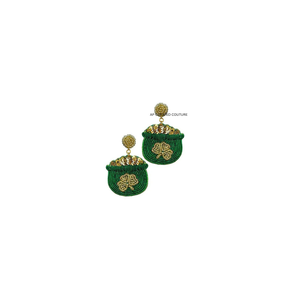 Nouveauté, boucles d'oreilles en perles de trèfle à quatre feuilles pour la Saint-Patrick, design personnalisé, avec strass et perles de verre, designs personnalisés pour femmes - Product Image 3
