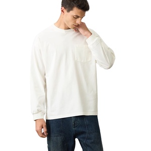 T-shirt à manches longues personnalisé 100 coton T-shirts personnalisé poids lourd surdimensionné Long T-shirt tissu uni de couleur blanche - Product Image 1