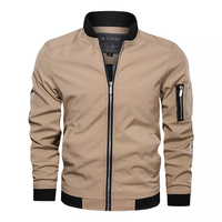 Vente en gros, design personnalisé, zip-up, léger, impression personnalisée, mode, noir, nylon, uni, blanc, bombardier personnalisé