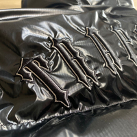 Blouson matelassé noir à capuche pour homme, chaud et épais, en PU enduit, avec fermeture éclair, couleur unie, vêtement d'extérieur décontracté pour homme
