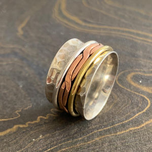 Everyday Wear Three Tone <b>Spinner</b> <b>Ring</b> 8.2 Grams - Product Image 1