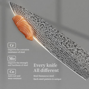 มีดทำครัวเหล็กดามัสกัสคมสแตนเลสอเนกประสงค์มีดสำหรับเชฟผักงานตามสั่ง - Product Image 4