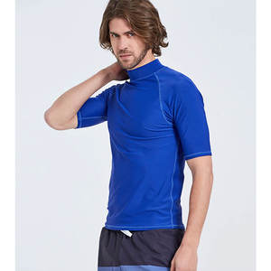 High Quality Sublimation <b>Printed</b> Short Sleeve Men's Rash Guard Custom OEM <b>Surfing</b> & Swimming UV Protection Shirt - Product Image 5