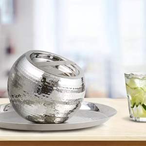 Cuenco de vino y champán de cabeza de ciervo grande decorativo y útil hecho de aluminio niquelado - Product Image 1