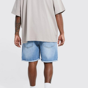 Ripped Men Summer Straight Knitted <b>Denim</b> Shorts Trendy Distressed Look Fashion Streetwear Breathable Cotton <b>Stretch</b> Made - Product Image 2