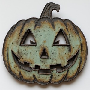 Ornement de crâne en tôle de fer unique avec finition patinée et détails artisanaux parfait pour un style intérieur décoratif étrange pour Halloween - Product Image 6