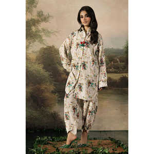 Conjunto de 2 Piezas, Camisa y Pantalón Estampados Jacquard Slub Khaddar con Decoración de Botones SCT-52001 - Product Image 5