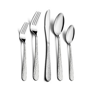 Couverts de voyage décoratifs de style unique avec poignée en argent plat poli mat et brillant Ensemble de couverts en acier inoxydable - Product Image 3