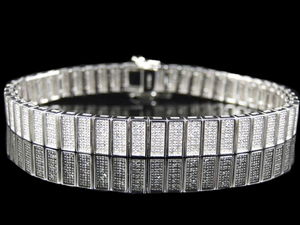 New Stylish Trendy S925 Sterling Silver Iced Out VVS Clarity Moissanite Round Diamond Hip Hop <b>Bracelet</b> For Men - Product Image 2