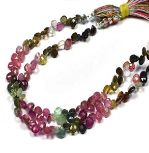 Chaîne de perles en forme de cœur facettées multicolores naturelles et brillantes, perles en cristal et en verre pour la fabrication de bijoux, Coszcalt Exports - Product Image 3