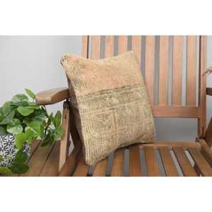 Beige Wool Kantha <b>Patchwork</b> Pillow 14x14 Inch Luxury Vintage Embroidered Fluffy Rustic <b>Throw</b> Pillow for Floor Use - Product Image 2