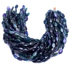 "Greenish-<b>Blue</b> Oval-Shaped Onyx <b>Beads</b> for Jewelry Making 15mm" - Product Image 1